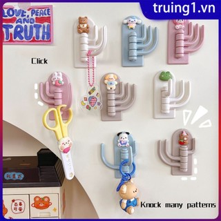 Hoạt hình sáng tạo ba móc dễ thương ký túc xá sinh viên keo lưu trữ móc đấm giá treo tường ô cửa móc chìa khóa truing1