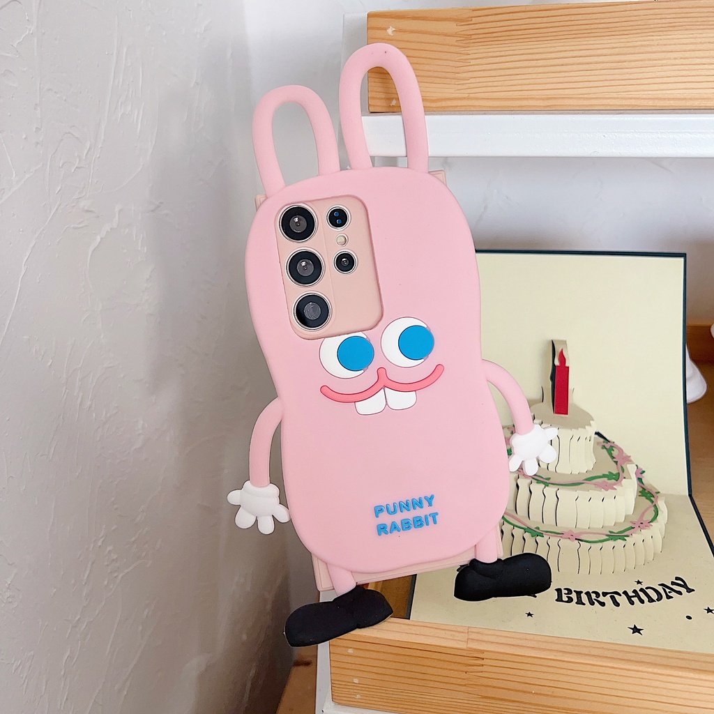Samsung a14 a23 a72 a50s a30 a33 a53 a54 a13 a12 a22 a42 a52 a20 a71 a82 a20 a41 a73 a32 a21s a10s a51 thiết kế độc đáo thời trang vỏ điện thoại pink bunny nắp chống sốc silicon mềm