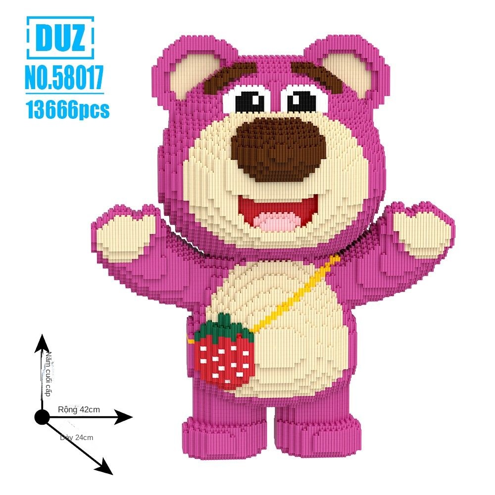 Building blocks strawberry bear xây dựng đồ chơi giáo dục cho trẻ em lắp ráp đồ chơi