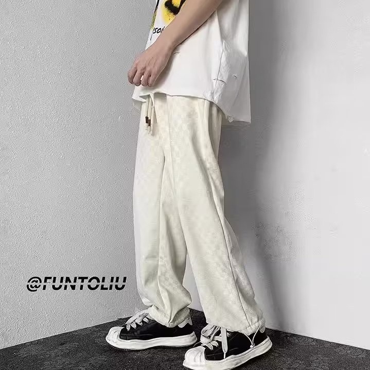 Quần Dài Họa Tiết Sọc Caro Phong Cách vintage Thời Trang Mùa Hè