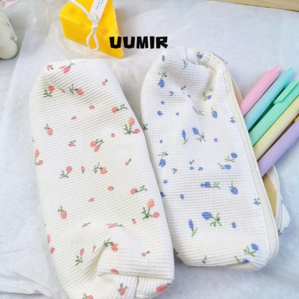 UUMIR Túi bút chì, bút chì bông hoa, túi lưu trữ mỹ phẩm túi đựng tiền xu đơn giản văn phòng phẩm tổ chức