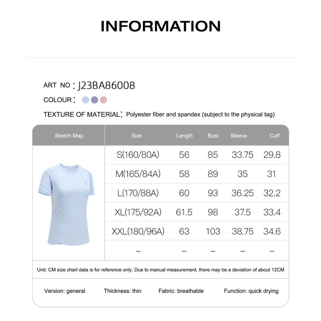 CAMEL SPORTS sports sports t-shirt new elastic quick-drying refreshing breathable all-match cổ tròn tay ngắn