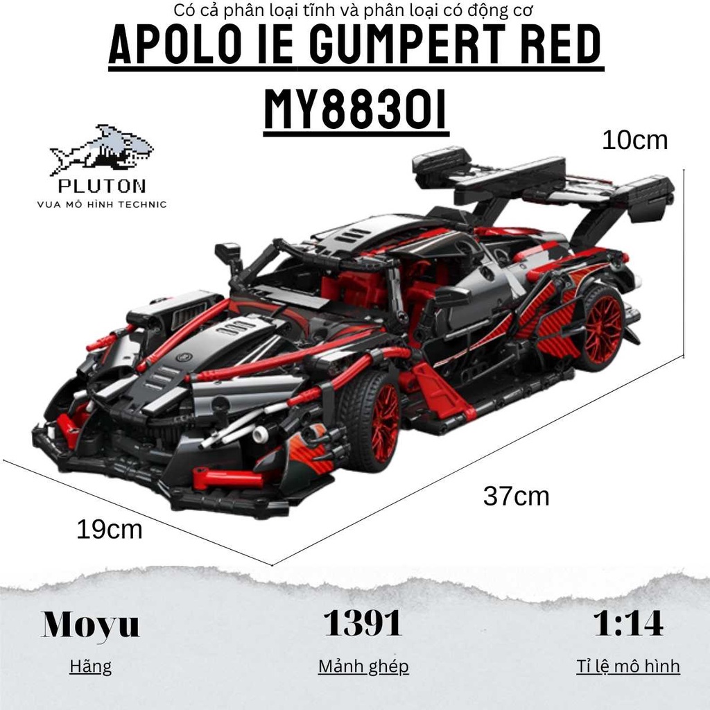 Mô hình Siêu xe đua technic Apolo IE Gumpert Red MY88301 tỉ lệ 1:14 1391 PCS