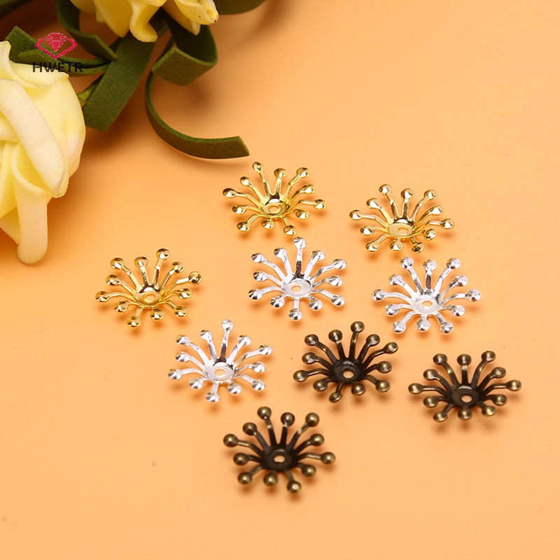 Hwetr 50 cái vintage filigree flower wraps connectors kim loại thủ công mỹ nghệ handmade diy trang sức mới