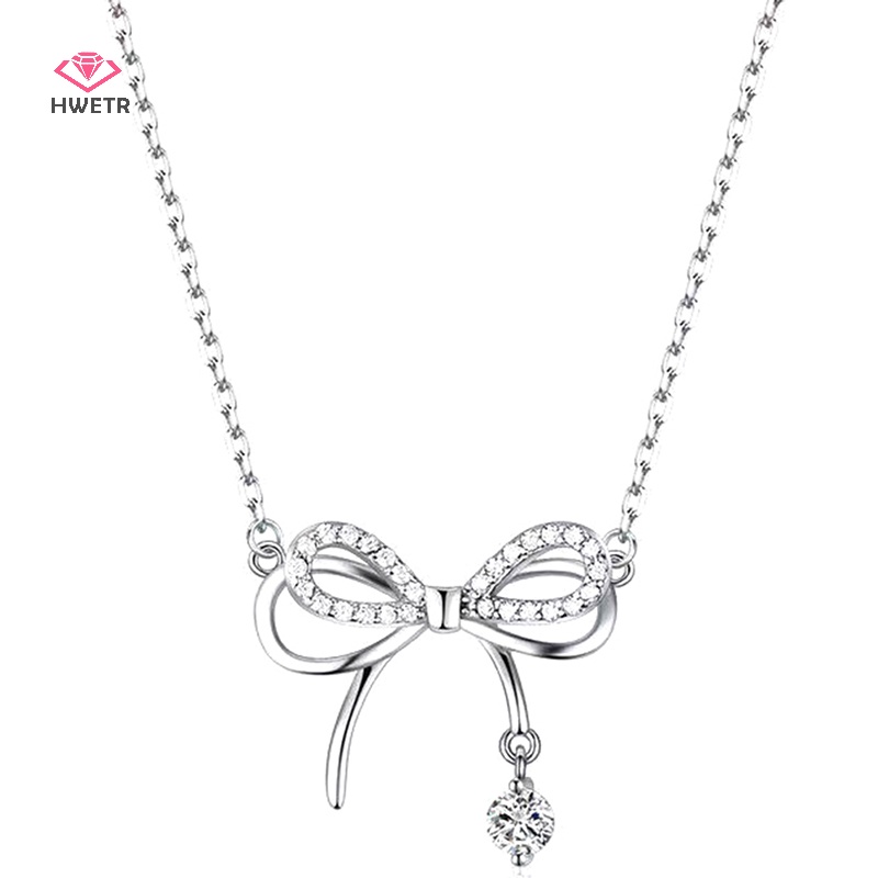 Hwetr zircon bow knot mặt dây chuyền vòng cổ cho phụ nữ thiết kế thanh lịch dây chuyền thời trang hàn quốc phụ nữ ch vòng cổ party lady accesorios mới