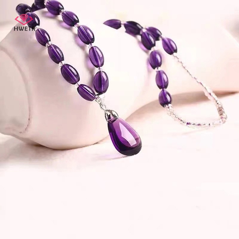 Hwetr thạch anh tím vòng cổ pha lê vòng tay thủ công pha lê decorativas đá thô đồ trang sức mới