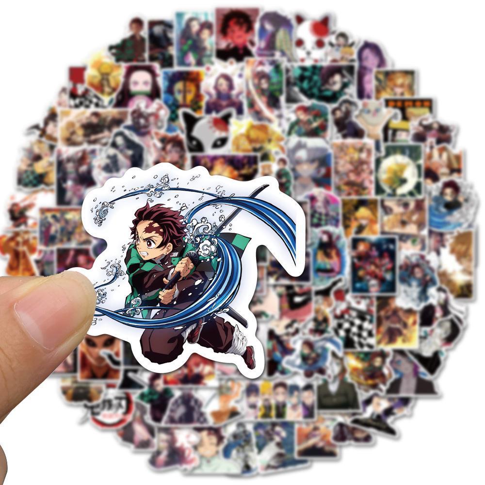 100 cái anime demon slayer: kimetsu no yaiba the movie: mugen train stickers cho mũ bảo hiểm xe đạp tài khoản tay bút chì hộp đề can lanlanstickersworld