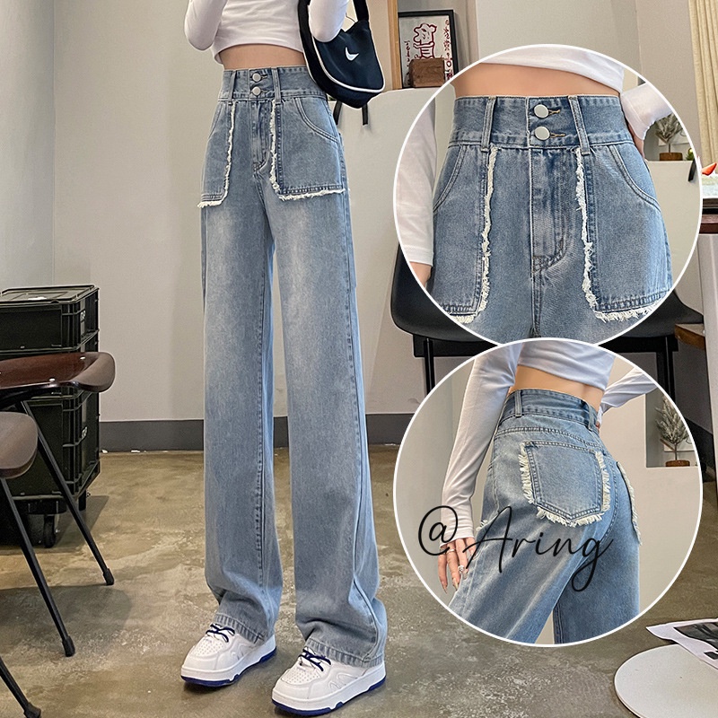 Quần ống rộng quần nữ jean phong cách Retro Ống Rộng siêu đẹp 2023 MỚI A97L2ZU Aring