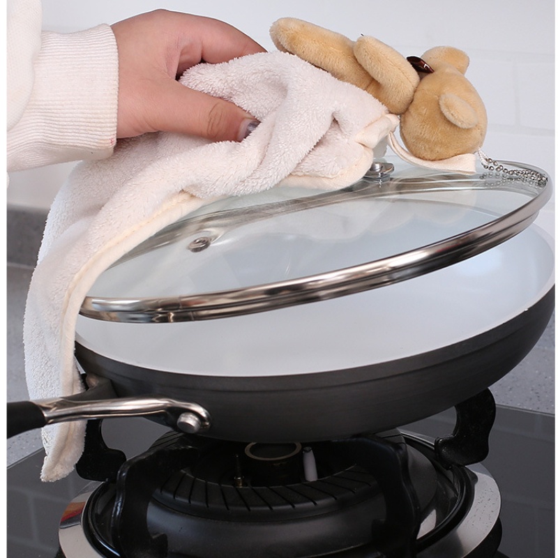 Khăn lau tay nhà bếp nhung san hô dễ thương, khăn treo khăn lau tay