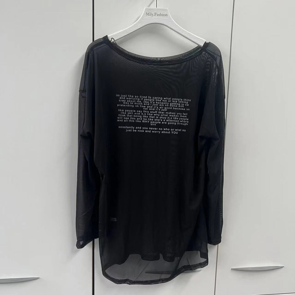 Áo Thun Tay Dài Chống Nắng Hai Lớp Xuyên Thấu Gợi Cảm Cho Nữ