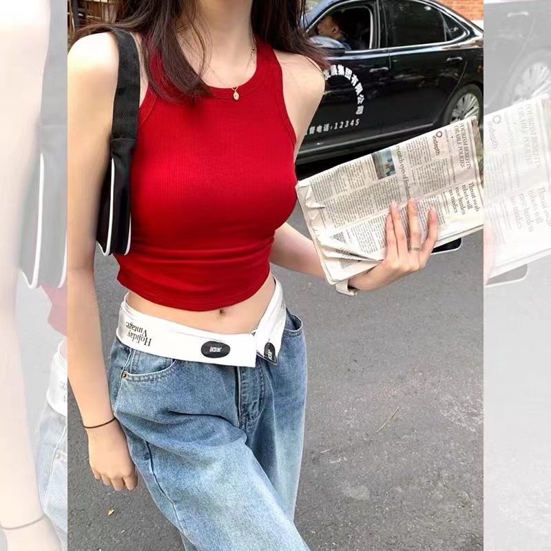 Áo tank top Không Tay Màu Sắc Trơn Có Đệm Ngực Dành Cho Nữ