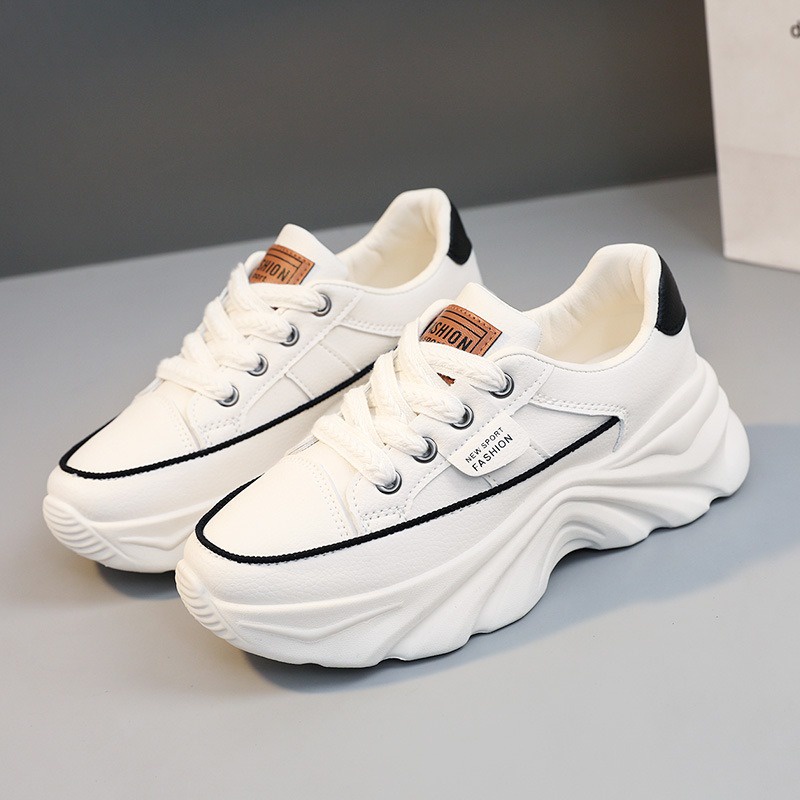 Giày nữ thường mới giày da màu nền tảng giày all-match ren-up mang-giày thể thao chống-af4060