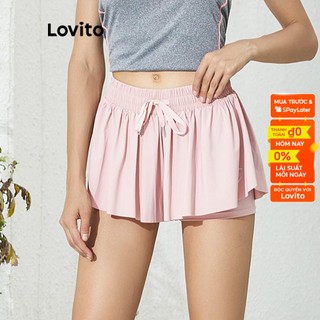 Chân váy thể thao Lovito có thắt lưng buộc màu trơn L02099 (Pink)