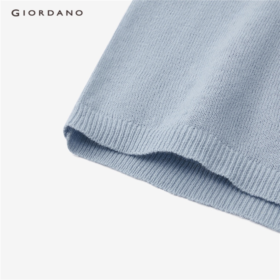 Áo len polo nữ GIORDANO 05353301 chất liệu đay cotton tay ngắn màu trơn thời trang