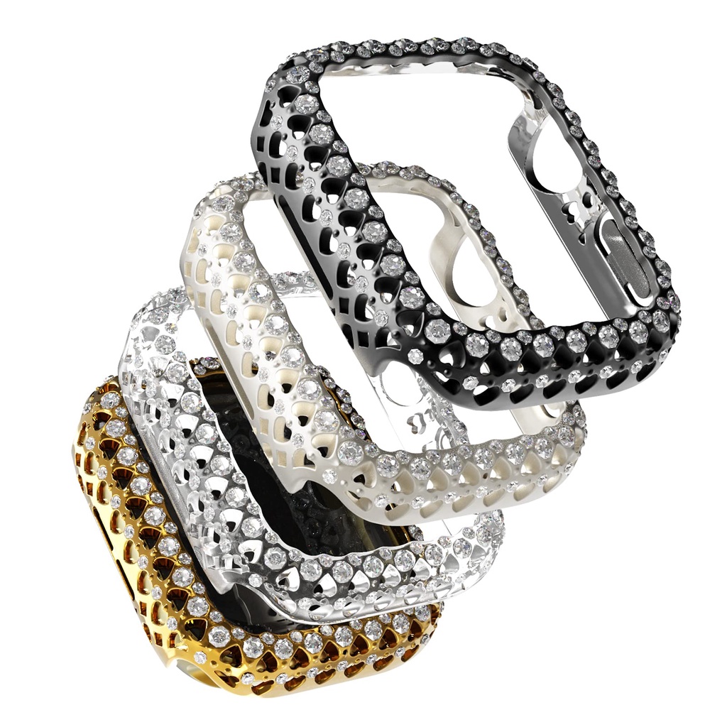 Khung Nhựa PC Cứng Đính Kim Cương Lấp Lánh Bảo Vệ Đồng Hồ Apple IWatch Series 8 7 41mm 45 mm 41mm