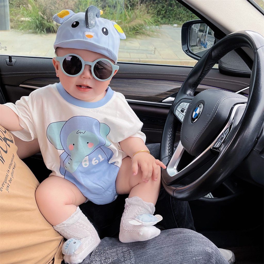 Áo liền quần PINPOO hoạt hình chú voi xanh lam đáng yêu cho bé