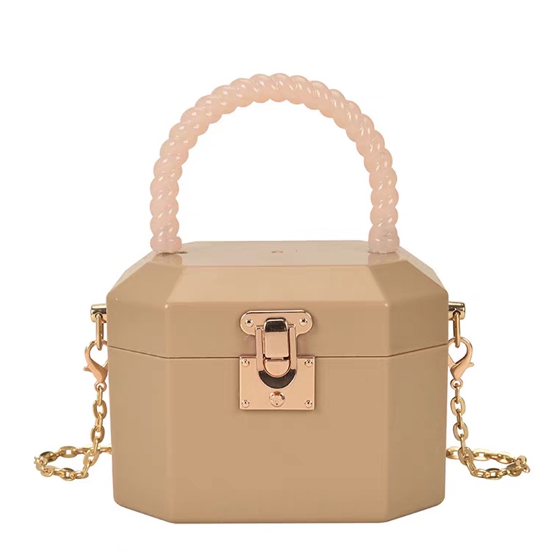 Ielgy Túi Hộp Đựng Son Môi / Túi Xách Đeo Vai Hình oval Màu Kẹo Phối Dây Xích Bằng Acrylic