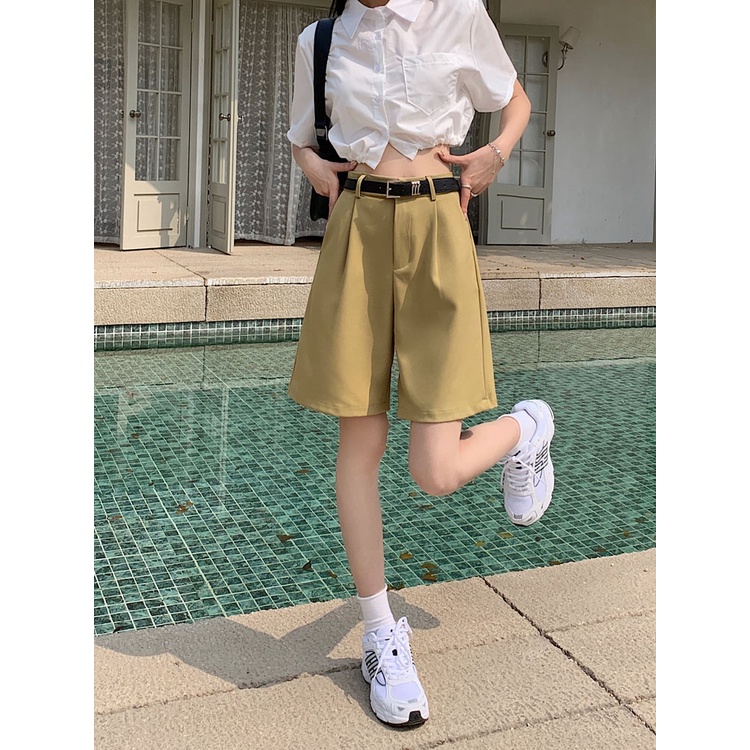 Quần Short Nữ Màu Trơn Phong Cách Hàn Quốc Mới