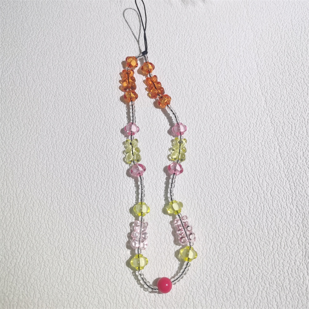 Ốp Điện Thoại Acrylic Mềm Trong Suốt Chống Thất Lạc Hình Gấu Nhiều Màu Có Dây Đeo Chuỗi Hạt Cho Điện Thoại