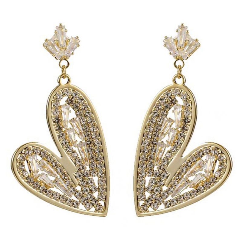 Bông Tai Hình Trái Tim Đính Đá Thời Trang Dành Cho Nữ