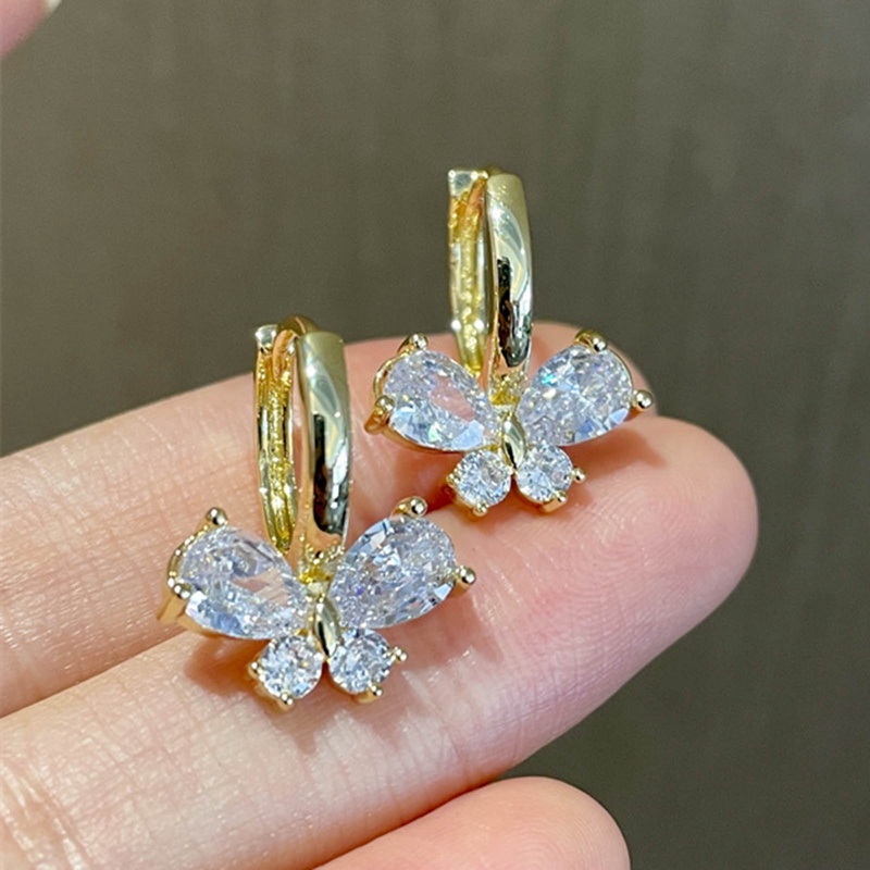 Đôi Khuyên Tai Dài Đính Đá Hình Bướm Thời Trang Cho Nữ