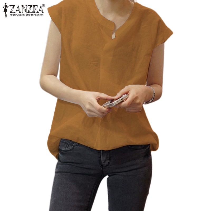 ZANZEA Áo Nữ Không Tay Cổ Đứng Thời Trang Quyến Rũ