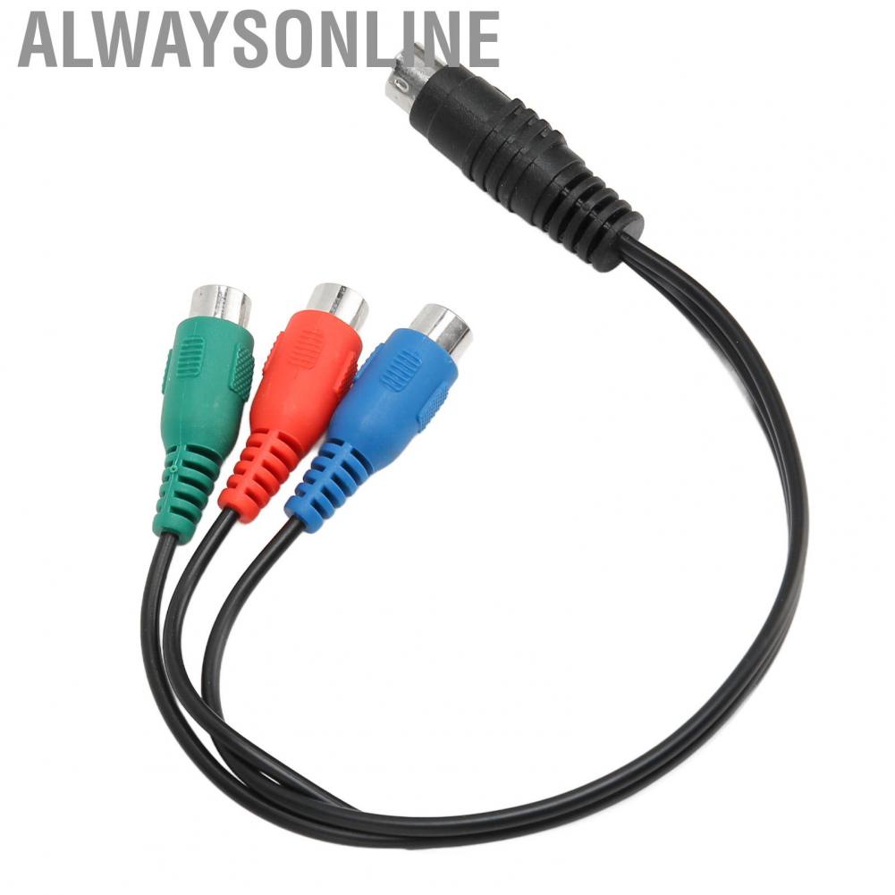 Alwaysonline S Video 7 Pin Male to 3RCA Female Cable High Accuracy AV Sound Adapter 0.9ft audio line