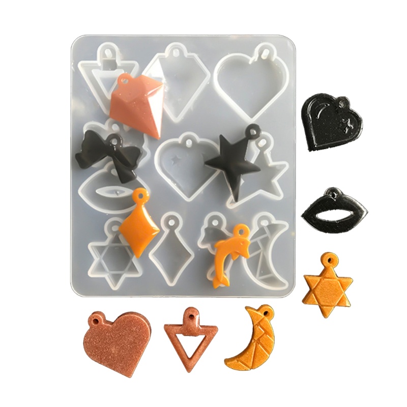 Khuôn Làm Bông Tai 3 Ngăn Hình Trái Tim / Mặt Trăng / Ngôi Sao