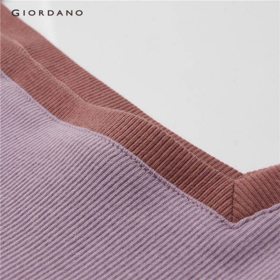 GIORDANO WOMEN Contrast color square neck slim short sleeve tee 05323422