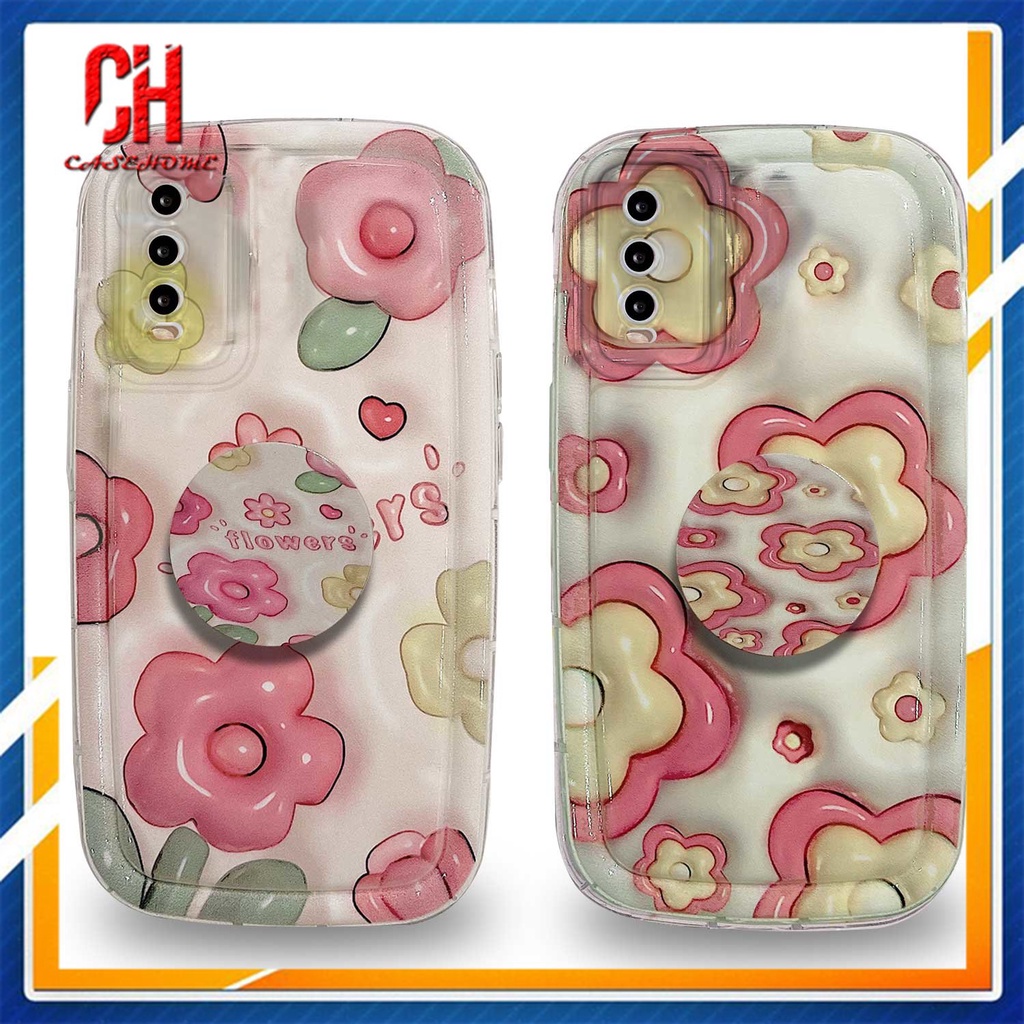 Ốp Điện Thoại Tpu Dẻo In Hình Hoa Giá Đỡ Cho VIVO Y22 Y22S Y35 Y02 Y30 Y12S Y12 Y20 Y15S Y15C Y91C Y21 2021 Y21A