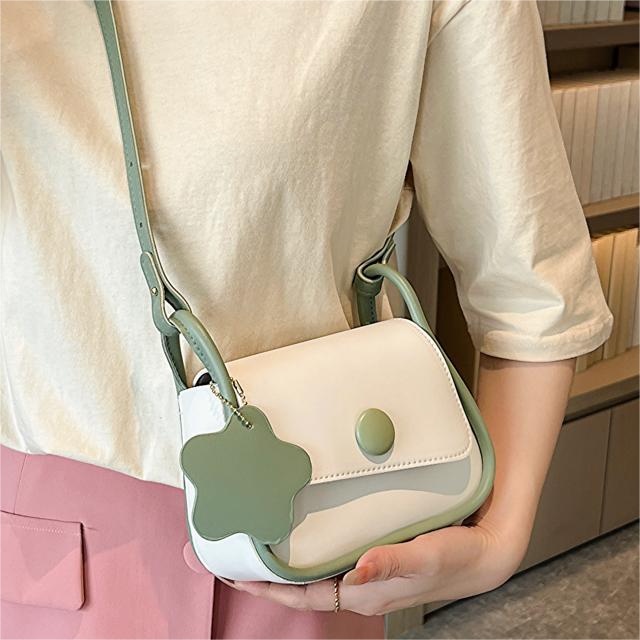Túi Xách Đeo Vai Hình Vuông Cỡ Nhỏ Màu Sắc Tương Phản Thời Trang Cao Cấp Cho Nữ