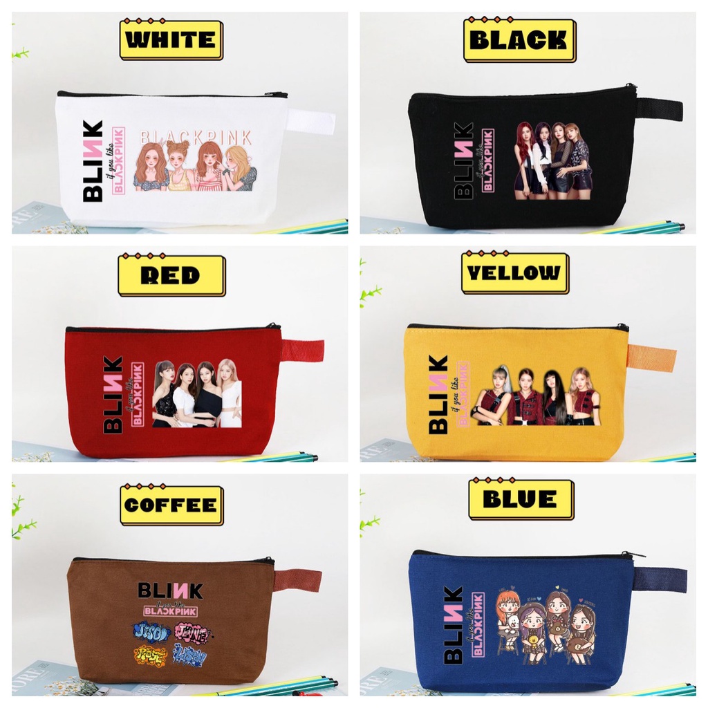Blackpink Túi Đựng Bút / Chìa Khóa / Tiền Xu Đa Năng Bằng Vải canvas Phối Khóa Kéo Dành Cho Học Sinh