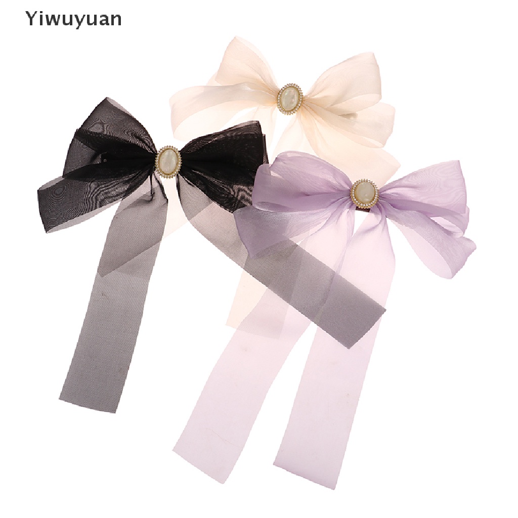 < Yiwuyuan > Kẹp Tóc Hình Nơ Ruy Băng Màu Trơn Thanh Lịch Cho Nữ Giảm Giá