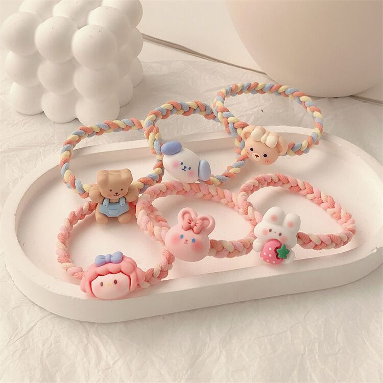 1 Dây Cột Tóc Co Giãn Hình Thỏ Hoạt Hình Phong Cách Hàn Quốc Ngọt Ngào Cho Bé Gái