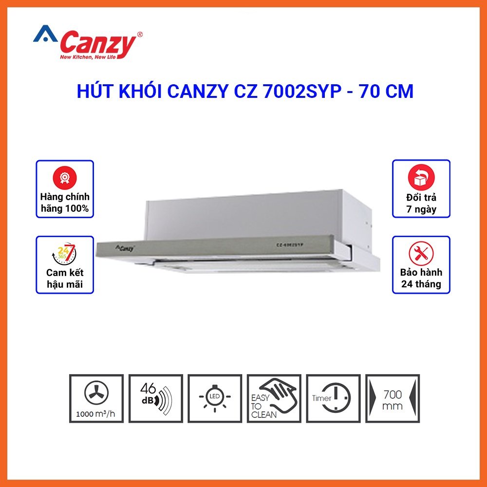 Hút mùi âm tủ Canzy CZ 70002G (Đen) /7002SYP (Inox) Âm tủ 70cm, công suất hút cao, nhỏ gọn, bảo hành 2 năm | BigBuy360 - bigbuy360.vn