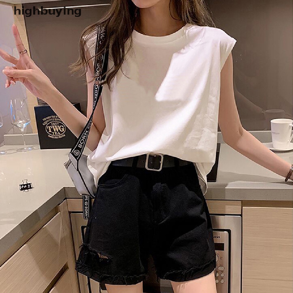 Áo Thun Sát Nách Cổ Tròn Dáng Rộng Màu Sắc Đơn Giản Cho Nữ