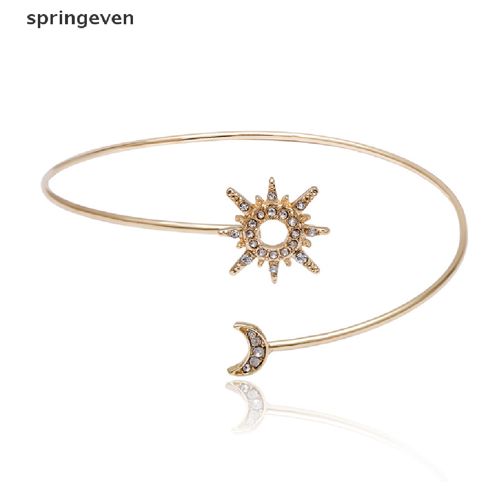 Vòng Đeo Cánh Tay Mở Hình Học Đính Đá Zircon Mặt Trăng Ngôi Sao Thời Trang Có Thể Điều Chỉnh Cho Nữ