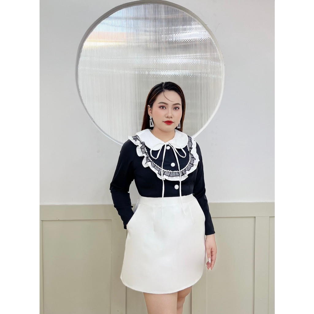 Áo Sơ Mi Tay Dài Chuẩn Công Sở Cổ Lá Sen , Chất Cotton 100% Dành Cho Người Béo 50-90kg