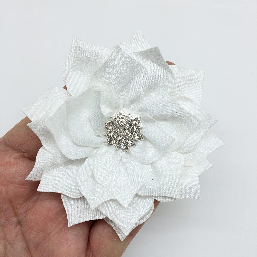 Bộ 2 Miếng Vải Vá Lưng Dẹt Đính Đá Màu Trắng Rộng 9CM