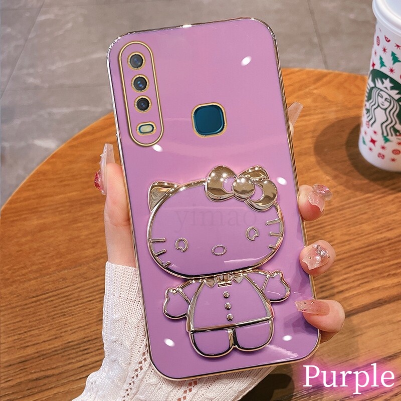 Ốp Điện Thoại Mềm Có Giá Đỡ & Gương 3D Cho Vivo 1916 1928 1901 1902 1903 1904 1906 1915 1933 1818 1819