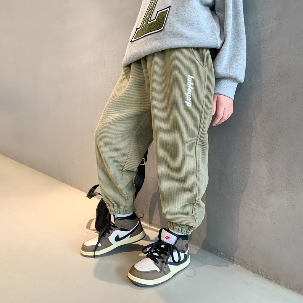 Quần Dài Thể Thao Vải Nhung Thời Trang Xuân 2023 Cá Tính Cho Bé Trai