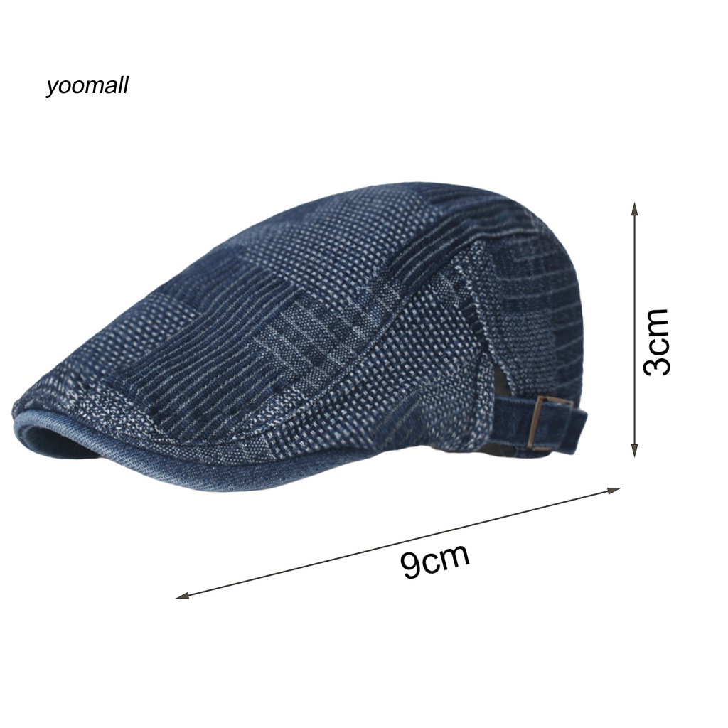 Mũ Beret Vải Denim Vành Ngắn Chống Nắng Màu Trơn Phong Cách Cổ Điển Có Thể Điều Chỉnh Cho Nam Và Nữ