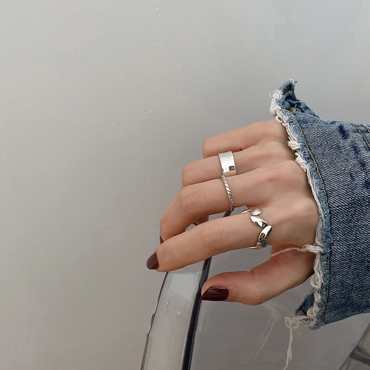 Nhẫn Hở Mạ Bạc 925 Hình Chiếc Lá Không Phai Màu Thiết Kế Đơn Giản Cho Nữ