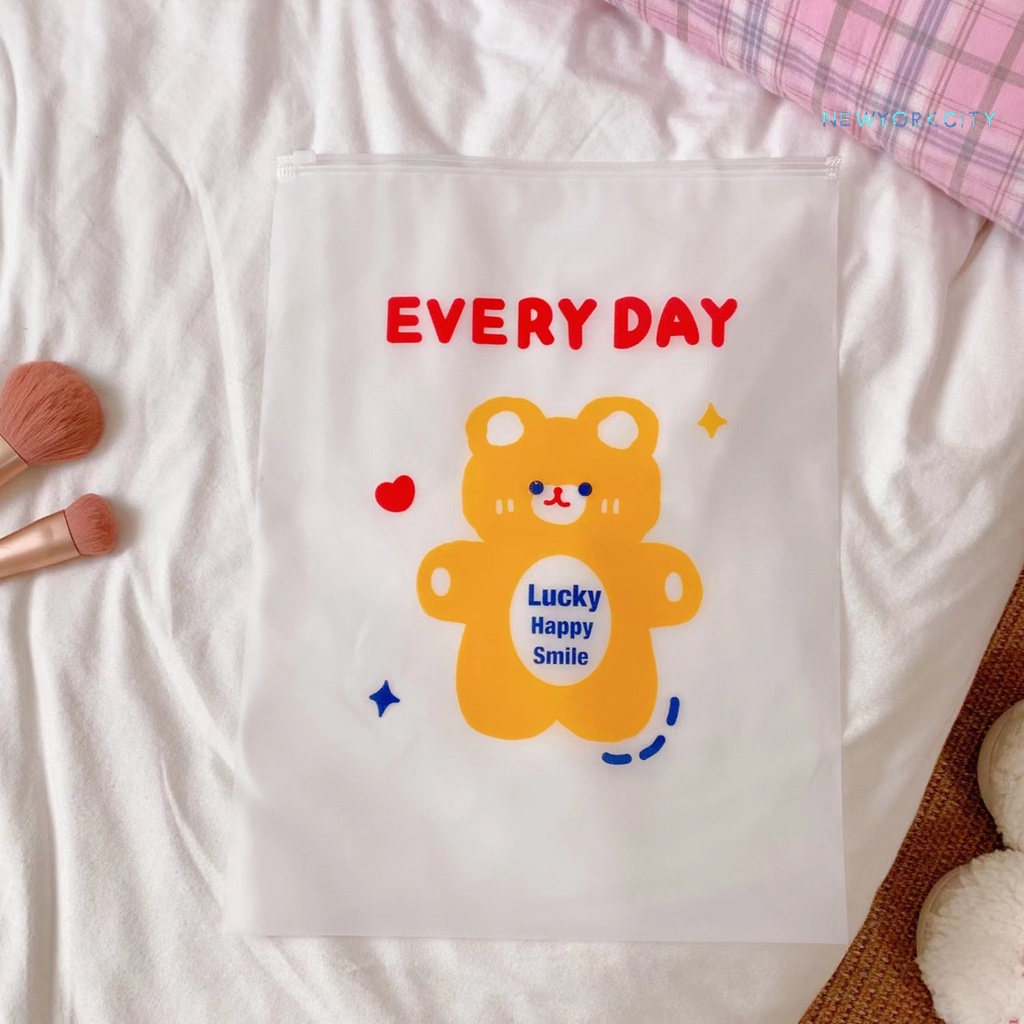 Ny-5 Túi Đựng Đồ Trong Suốt In Họa Tiết Gấu Và Chữ Cái Có Khóa Kéo Nhỏ Gọn Dành Cho Gia Đình