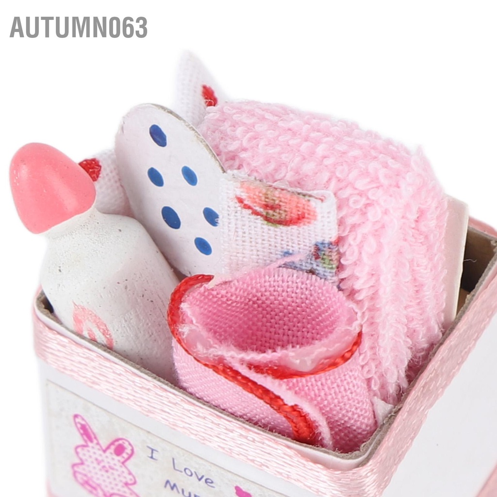 Autumn063 Nhà Búp Bê Hộp Đồ Chơi Cho Bé Màu Hồng Dễ Thương Thu Nhỏ Rổ Kèm 1/12 Phụ Kiện