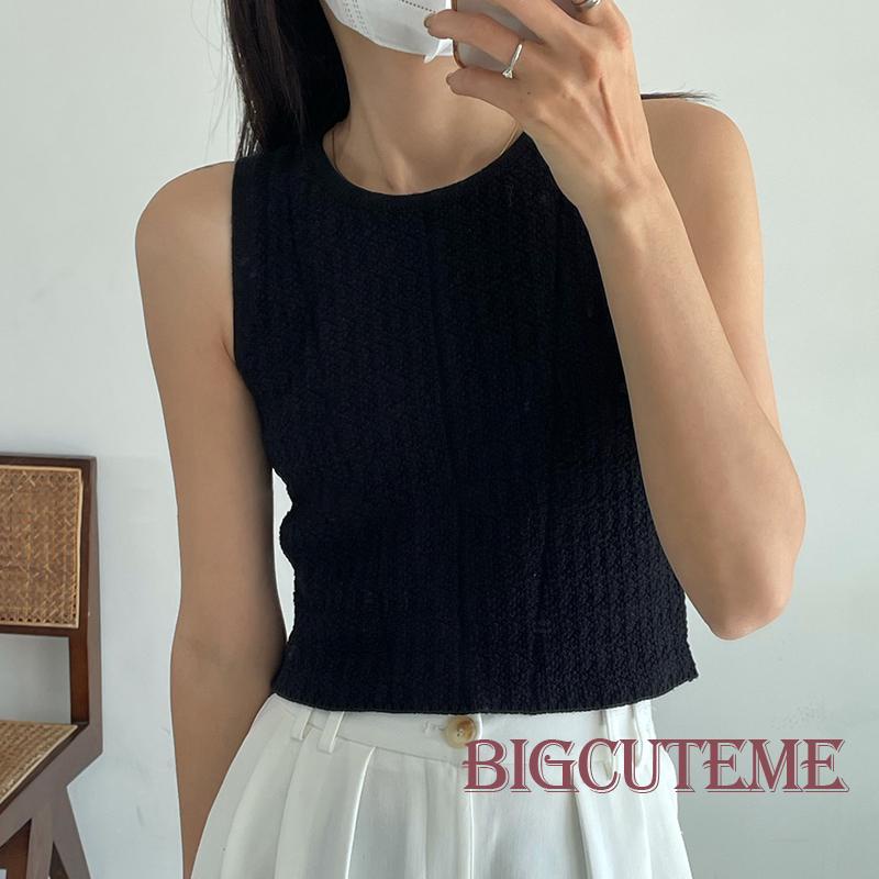 [] Áo Tank Top Nữ Màu Trơn Cổ Tròn Không Tay Vừa Vặn Mùa Hè Màu Trắng / Đỏ / Xanh Lá / Vàng / Đen