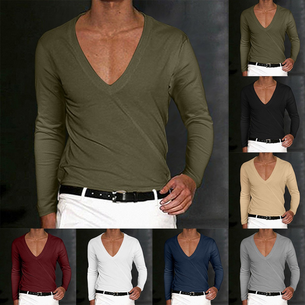 Áo Thun DàI Tay Cổ Chữ V KhoéT Sâu Cho Nam