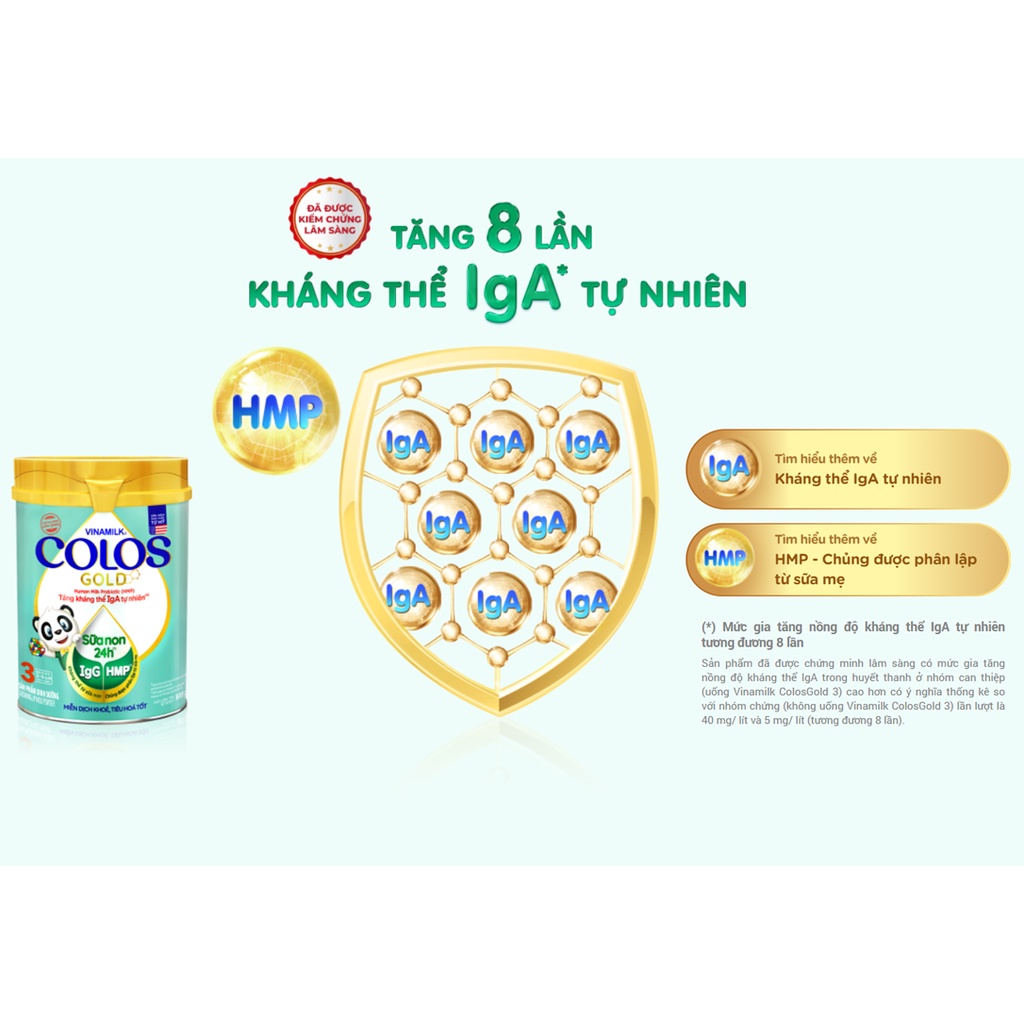 Sữa Non Vinamilk Colos Gold 3 800g (sữa bột cho trẻ từ 2 - 6 tuổi)