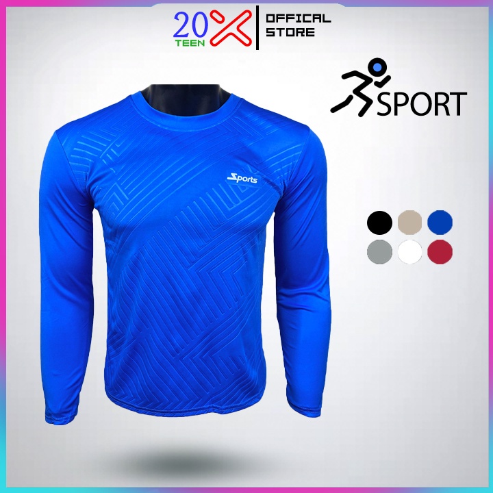Áo thun nam cổ tròn tay dài thể thao thun lạnh đẹp cao cấp dập vân 20X21X