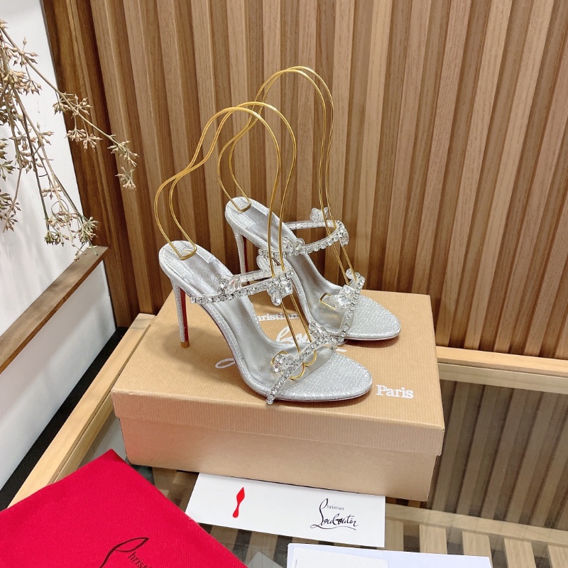CHRISTIAN LOUBOUTIN Giày Cao Gót 8.5cm Đính Pha Lê Màu Đỏ Phong Cách Quyến Rũ